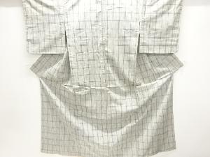 格子模様織出し手織り紬着物